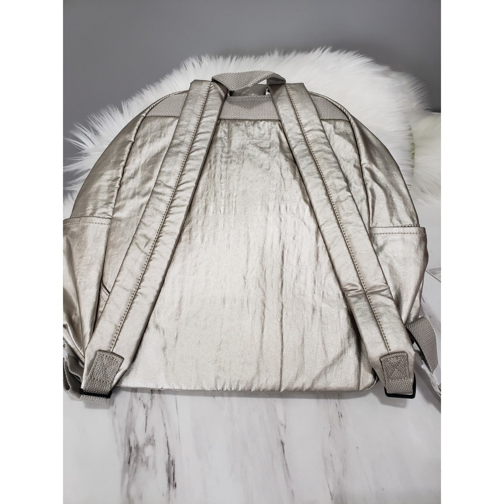 NEW Kipling Bouree Backpack School Bag Nylon Silver Beige Metallic BP4194 $114 - Picture 4 of 5
